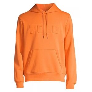 Polo Ralph Lauren Mens Logo-Embossed Double-Knit Hoodie M May Orange - NWOT $148